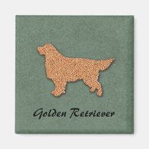"Goldener Retriever-Silhouette auf Grün " Kühlschrankmagnete
