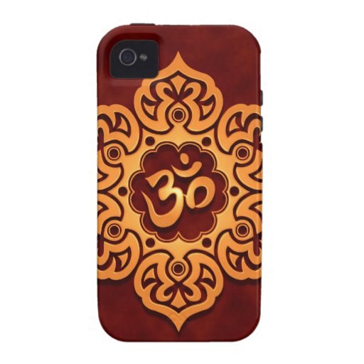 Goldener roter BlumenOm-Entwurf Case-Mate iPhone 4 Case