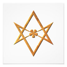 Goldener Unicursal Hexagram - thelemic Symbol Kunst Fotos