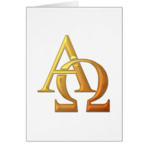 Goldenes "3-D" Alpha und Omega-Symbol Grußkarten