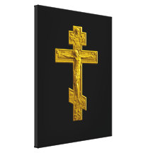 Goldenes russisches orthodoxes Kreuz Leinwand Druck