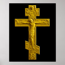 Goldenes russisches orthodoxes Kreuz Posterdruck