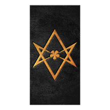 Goldenes Thelemic Unicursal Hexagram-Schwarz-Leder Photo Grußkarte