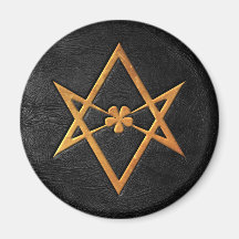 Goldenes Thelemic Unicursal Hexagram-Schwarz-Leder Kühlschrankmagnet