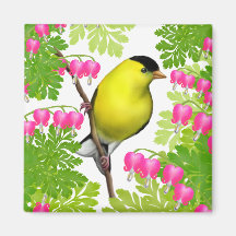 Goldfinch im Herz-Blumen-Magneten