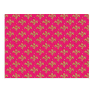 Goldgelber rosa magentaroter Musterhintergrund Postkarten