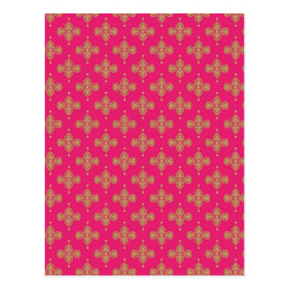 Goldgelber rosa magentaroter Musterhintergrund Postkarten