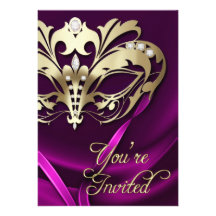 Goldmaskerade-Rosa Jeweled Party Einladung