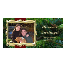 Goldrahmen-horizontale Weihnachtsfoto-Karten Personalisierte Photo Karte
