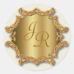 Goldtone Monogramm-Aufkleber-Hochzeits-Aufkleber