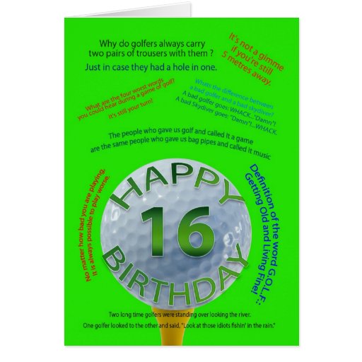 Golf scherzt Geburtstagskarte für 16 Jährige Karten | Zazzle