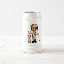 Golfspieler-Cartoon-Bier Stein Kaffeetasse