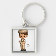 Golfspieler-Karikatur Keychain Schlüsselband