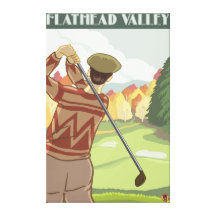 Golfspieler-Szene - Flachkopfsee, Montana Leinwand Drucke