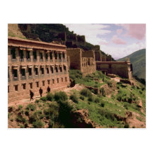 Gompa Wände und Fenster, Tibet, China Postkarte