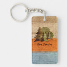 Gone Camping Nature Lovers Personalized Rectangular Acrylic Keychain