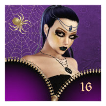 Goth Mädchen-16. Geburtstag-Einladung