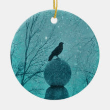 Gotische blaue Schnee-Krähe Weihnachtsbaum Ornamente