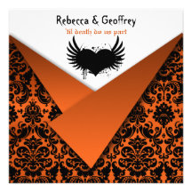 Gotische orange und schwarze Damast-Hochzeits-Einl