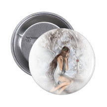 Gotischer Engel und ihre Tauben-Vignette Anstecknadelbutton
