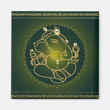 Gott Ganesha auf Grün - Magnet Magnete