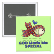 Gott machte mich spezielles Autismus-Fisch-Symbol Anstecknadel