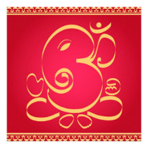 Gott OM Ganesha auf Rot Personalisierte Einladungskarte