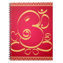 Gott OM Ganesha auf Rot Spiral Notizbücher