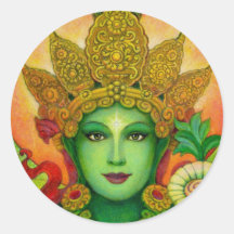 Göttin-grünen Taras Gesicht Runder Sticker