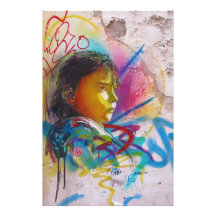 Graffiti-Kunst Gesichtes eines kleinen des brünett Fotografische Drucke