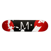 Graffiti-rotes, schwarzes u. weißes Monogramm-Skat Personalisierte Skatedecks