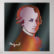 Grafisches Porträt Mozart durch Leslie Harlow Plakatdruck