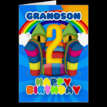 Grandson 2nd Birthday Card With Bouncy Castle karten