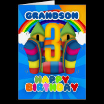 Grandson 3rd Birthday Card With Bouncy Castle karten