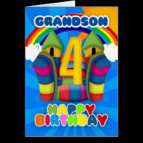 Grandson 4th Birthday Card With Bouncy Castle And karten