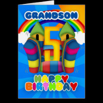 Grandson 5th Birthday Card With Bouncy Castle karten