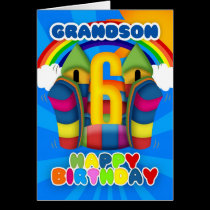 Grandson 6th Birthday Card With Bouncy Castle karten