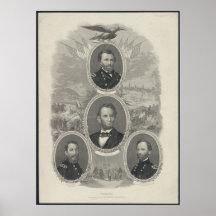 Grant, Lincoln, Sheridan, Sherman Posterdruck