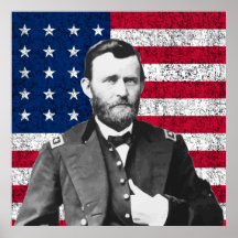 Grant und die amerikanische Flagge Poster