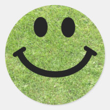 Gras-smiley Runder Aufkleber