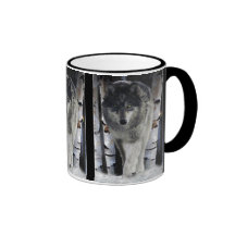 GRAUE SATZ-WOLF Tier-Geschenk-Becher Kaffeehaferl