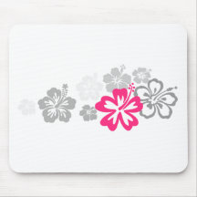 Graue und rosa Hibiskusentwürfe Mousepads