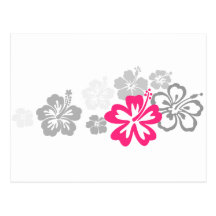Graue und rosa Hibiskusentwürfe Postkarte