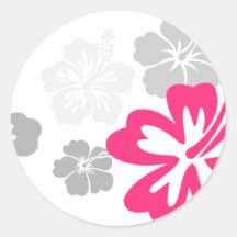 Graue und rosa Hibiskusentwürfe Sticker