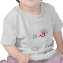 Graue und rosa Hibiskusentwürfe T-shirt