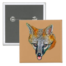 Grauer Fox-Zeichnung Anstecknadel