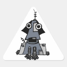 Grauer Roboter-Hund Dreieckaufkleber