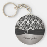 Grauer und schwarzer Damast Keychain Schlüsselanhänger