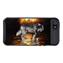 Grauer Wolf-Feuer flammt Überlebender iPhone Fall