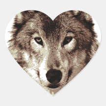 Grauer Wolf Herz Aufkleber